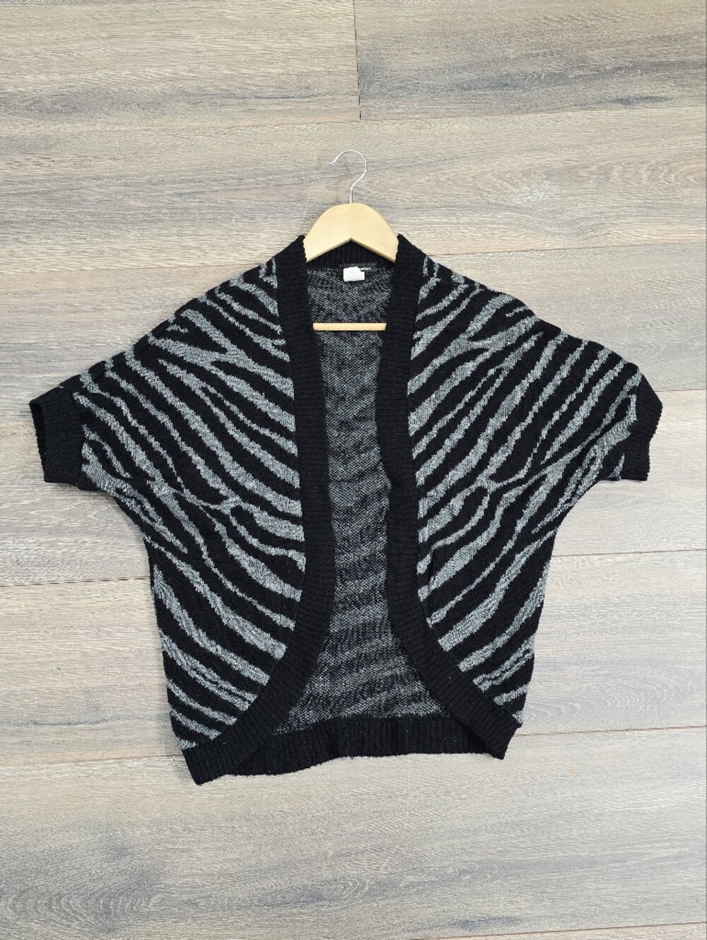 Seduction Zebra Print 90's Knitted Cardigan Sweater Size Small Y2K